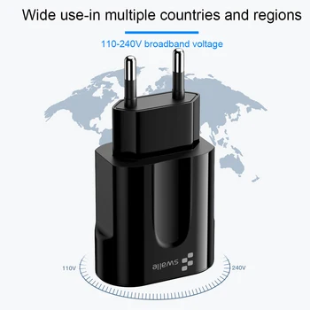 Swalle dual usb QC3.0 rychlá nabíječka EU plug vysoce kvalitní usb nabíjení 5V 3.1 cestovní nabíječka pro smartphone/tablet/Power bank