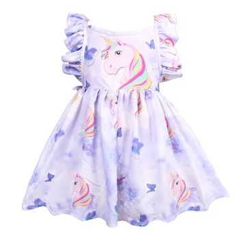 Letní Dívky Rainbow Kreslený Jednorožec Šaty Děti Cosplay Party Princezna Šaty Baby Halloween Unicornio Šaty Pro Dívky Oblečení