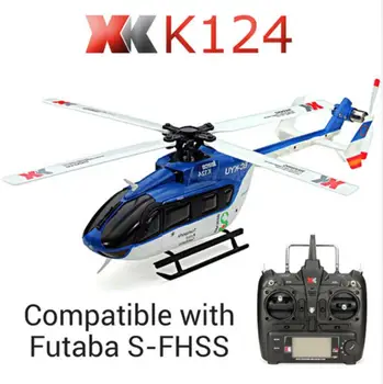 Původní XK K124 EC145 6CH Střídavý motor 3D 6G Systém RC Vrtulník Kompatibilní s FUTABA S-FHSS RTF VS Wltoys V977