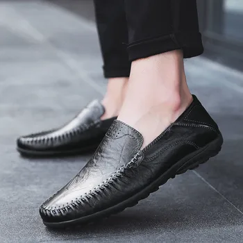 Nové Pu Kůže Muži Ležérní Obuv Značky 2020 italští Muži Mokasíny Mokasíny Prodyšné Slip on Černá Řidičské Boty Muži šaty boty
