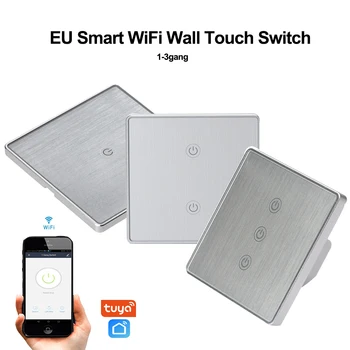 Stříbro EU, Wi-fi Smart Wall Dotykový Spínač 1 2 3 Gang Bezdrátové Dálkové ovládání Vypínač Světla TUYA smart life APP Práci s Google home/Alexa