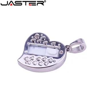 JASTER USB kov krásné srdce s řetězem usb flash disk, flash disk 4GB 8GB 16GB 32GB 64GB náhrdelník srdce tvar memory stick dárek