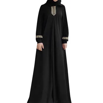 CHAMSGEND Muslimské Polyester šaty Ženy Plus Velikost Tisku Abaya Džilbáb Muslimské Maxi Šaty Ležérní Dlouhé Šaty Kaftan