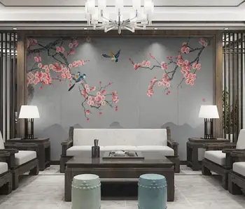 AINYOOUSEM Moderní Čínském stylu květinové a ptačí pozadí zeď papel de parede 3d tapety tapety
