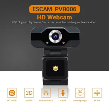 ESCAM Nové PVR006 USB webová kamera Full HD 1080P Webová Kamera S potlačením Šumu Mikrofon, Skype, Streaming Live Kamera Pro Počítač