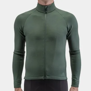 Zimní cyklistické oblečení Muži Tmavě zelené tepelné fleece dlouhý rukáv cyklistika jersey Vysoce kvalitní kolo Bunda ropa ciclismo invierno