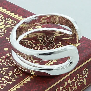 925 Stříbrné Šperky Pozlacené Jednoduché Otevřené Kroužky Pro Ženy, Muži Módní Prsten Šperky