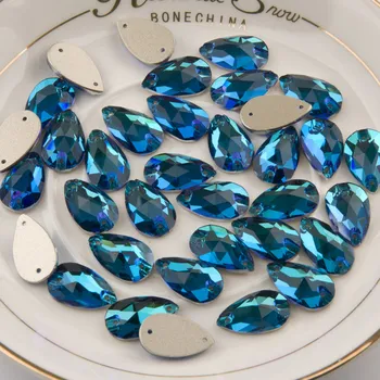YANRUO 3230 Drop Blue Zirkon Šít Na Kameny Skleněné Kamínky Šití Krystaly Flatback Šít Kameny Pro Oblečení