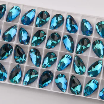 YANRUO 3230 Drop Blue Zirkon Šít Na Kameny Skleněné Kamínky Šití Krystaly Flatback Šít Kameny Pro Oblečení
