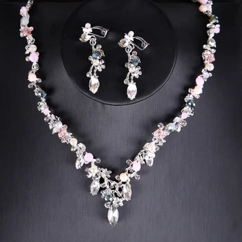 Luxusní Svatební Šperky Sady Šumivé Krystal & Perly Náhrdelník Náušnice Sady Módní Ženy Šperky Pro Svatební Svatební Příslušenství