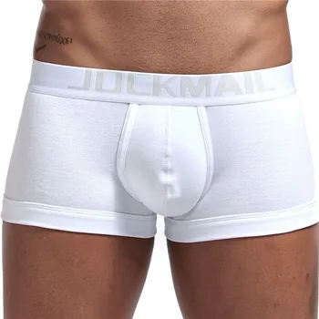 JOCKMAIL 3 ks/Lot pánské spodní prádlo kalhoty bavlněné sexy nízký pas U konvexní pohodlné jednobarevné pánské boxer youth kraťasy
