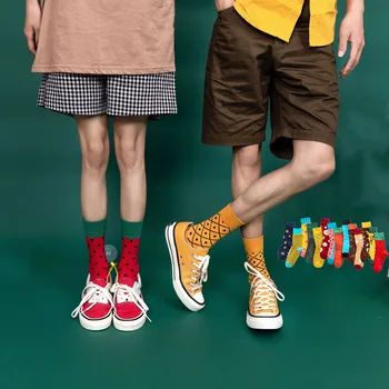 DOIAESKV 4ks Vtipné Ženy Ponožky Happy Plody Banán Jahoda Jídlo, Bavlněné Ponožky Novinka Harajuku Skateboard Ponožky pro Pár