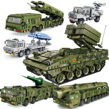 Válce série Vojenských technologií Rakety Auto Zelená Battle tank Stavební Bloky, Cihly Modulární VH Hračky Tvůrce Vzdělávací Modulární