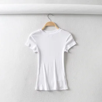 BRADELY MICHELLE Letní sexy ženy basic o-neck dlouhý rukáv T-shirt slim elastické bavlněné topy