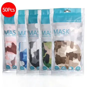 50ks 3-vrstva Prodyšná Maska na Obličej Modrá Ústa Masku Móda na Jedno použití Tři Vrstvy Meltblown Hadříkem Dospělé Masku proti Prachu