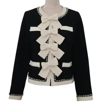 Luk malý vůně bunda dámská jaro podzim francouzské luxusní extravagantní drahokamu krátký oblek sako