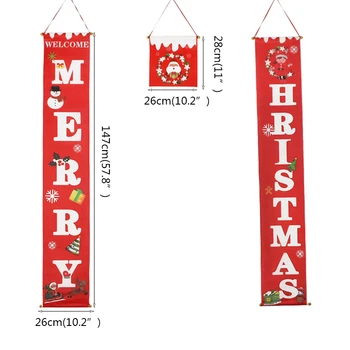 115*40cm Veselé Vánoce Bannr Vánoční Věnec pro Domácí Noel Verandě Znamení Ozdoby Navidad Natal Vánoční Nový Rok Dekorace 2021