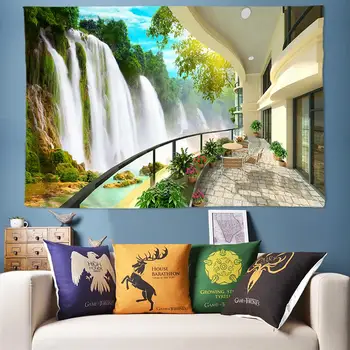 Velké 200x300cm Gobelín Vodopád Příroda Zavěšení na Zeď 3D Indická Mandala Umění Gobelín Boho Dekor Ložnice Zeď Hadříkem Pohovka Deku