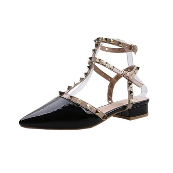 Hot prodej Nové ženy Sexy noční klub jehlové podpatky lakované kůže kovové nýt dutý Římské módní sandály