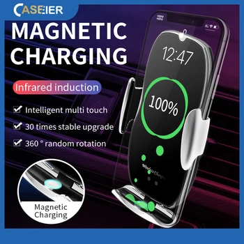 CASEIER H9 Bezdrátové Auto Držák Telefonu Rychlé Nabíjení Automaticky Zavřít, Otevřít Magnet Nabíječka Stojan Pro iPhone Samsung Note 8 9 11 Huawei