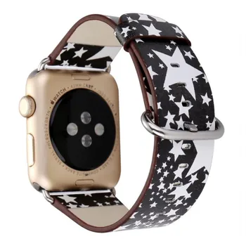 Kožené Smyčky Popruh Pro Apple Watch Band 4 44/40mm Pentagram Náhradní Náramek Náramek Příslušenství Pro Iwatch 3/2/1 42/38mm