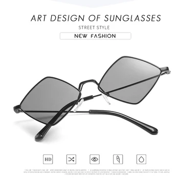 Nový diamant-tvarované sluneční brýle, ocean film, sluneční brýle, muži a ženy, osobnosti, brýle, módní kovové sluneční brýle
