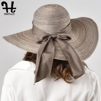 FURTALK Letní Klobouk pro Ženy Slaměný Klobouk se Stuhou Kravatu Široký Okraj Skládací Roll up Sun Hat Žena UPF 50+UV Ochrana Pláž Cap