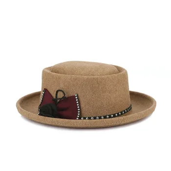 2021 módní muže a ženy, čepice flip jazz klobouk populární retro vlny plstěný klobouk plochý vrchol klobouk venkovní volný čas klobouk