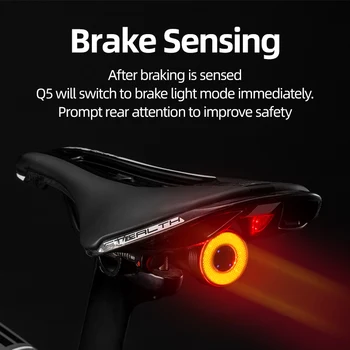ROCKBROS Půjčovna Smart Auto Brzda Snímání Světla IPx6 Vodotěsné LED Dobíjecí jízda na Kole Bike zadní Světlo Zadní Světla Příslušenství Q5