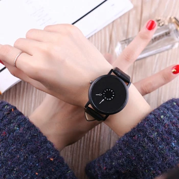 Horké Módní Kreativní Hodinky Muži Ženy Quartz-hodinky Jedinečný Ukazatel Dial Design Minimalistický Milovníky Hodinky Kožené Náramkové hodinky
