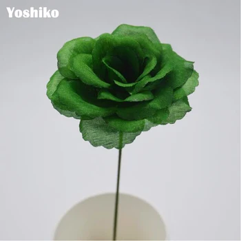 Nový 8 cm Tmavě zelené 50 Ks Umělé Růže Květiny Dekorace pro Jeviště DIY Dekorace Falešné Květiny líbání míč Domova