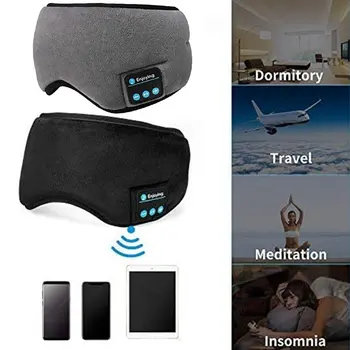 Bluetooth 5.0 Bezdrátové Stereo Sluchátka 3D Spánku Maska Čelenka Spát Měkké Sluchátka Spací Oční Maska Hudební Headset Sluchátka
