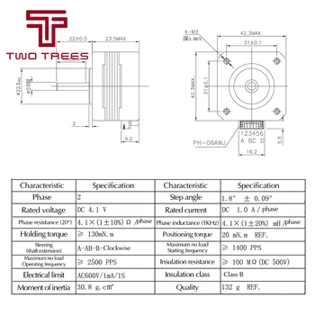 3D Tiskárna část extruderu části 17HS4023 Krok motor pro Titan Extruderu 42*42*23mm pro J-head bowden laser lazernyy tiskárny