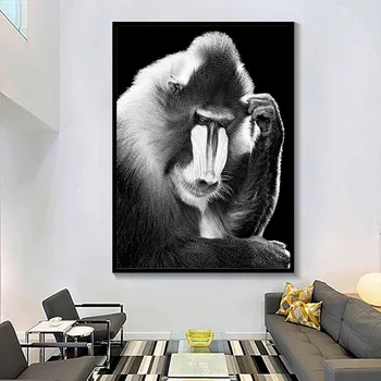 Zvíře Plátno Obraz, Lev, Slon, Jelen Orangutan Plakáty a Tisky Zeď Obrázky pro Obývací Pokoj Domácí Dekorace Bez Rámu