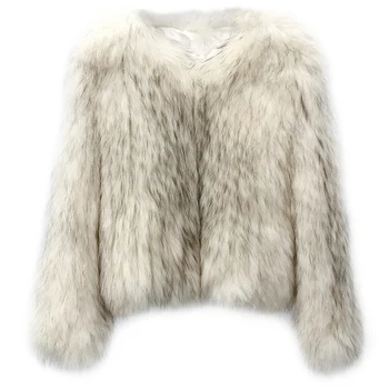 Pletené Real mýval kožešiny kabát bunda kabát vysoce kvalitní ženy módní zimní teplé originální fox kožešiny kabát ourwear do Francie