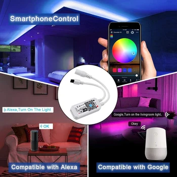 Inteligentní Wi-fi RGB/GRB LED Ovladač, Kompatibilní s Alexa/Google Assistant, pro 5050/3528 LED Strip Světlo 24 Klíč Dálkové Ovládání