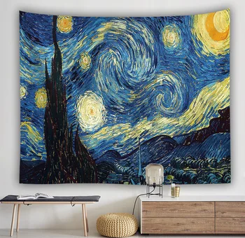 Obraz Gobelínu Van Gogh Abstraktní Umění, Vzor, Obloha, Krajina Boho Domova Psychedelické Koberce, Gobelíny Tapiserie Nástěnné Deku