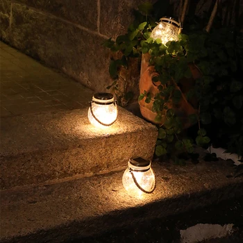 1ks Romantické Solární Crack Míč Sklenice Světle Měděný Drát Lampy Vánoční Venkovní Zahradní Dekorace