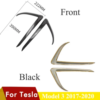 Auto Přední Nárazník Kryt Nálepka pro Tesla Model Tří Car Styling ABS Carbon Fiber Obtisky Pro Tesla Model 3 2017-2020 Příslušenství