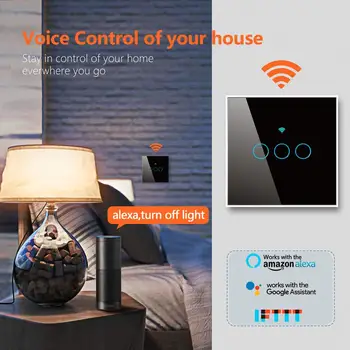 Tuya Wifi Inteligentní Světlo Přepínač Screen Dotykový Panel RF Bezdrátovým Vypínačem podpora Hlasové Ovládání Alexa Echo Google Domov 1 2 3 Gang