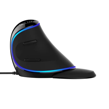 Delux M618 Ergonomická Vertikální Myši, USB Drátová Myš S Modrým Podsvícením, 1600DPI Optické Myši Office Mause Pro PC Přenosný Počítač