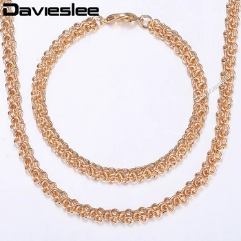 Davieslee Šperky Set Pro Ženy, Muže 585 Rose Gold Swirl Odkaz Řetěz Náhrdelník Náramek Sady Ženy Šperky Dropshipping 6mm DCS05