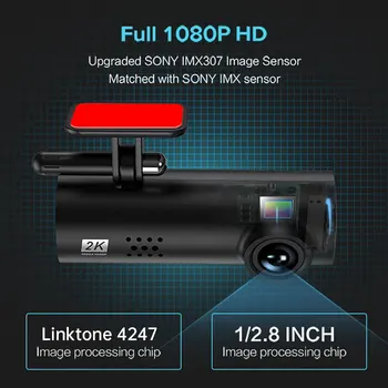 Skryté Typ Dash cam Přední 1080P Full HD, Noční Vidění, Detektor Kamery Řidičský Rekordér, WiFi, Autokamera, Auto DVR Parkovací Monitor