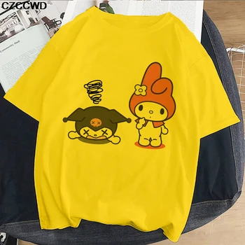 Vtipné Kreslené kuromi Tisk T Košile ženy Anime Casual T-shirt Letní Vintage Streetwear Tričko Harajuku Streetwear