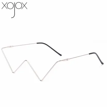 XojoX Drahokamu Lensless Brýle Rám Ženy, Stylové Jednoduché Půl Rám Kovové Brýlové Rám Diamond V. Tvary Brýlí