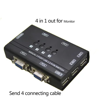4 Port USB2.0 kvm Přepínač Ruční Ovládání 4 PC Hostí o 1 Sadu USB Klávesnice, Myši a VGA Monitoru Multi PC Spravovat Poslat Kabely