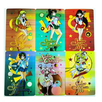 6ks/sada Sailor Moon Crystal Bronzový Sexy Dívka Hobby Sběratelské Kolekce Hra Anime Karty