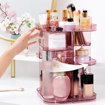 Koupelna Make-Up Organizátor Velká Kapacita Akrylové 360 ° Otočný Desktop Make-Up Box Odnímatelné Kosmetické Šperky Úložný Box