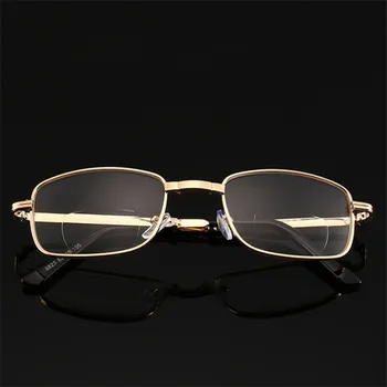 1ks Přenosný Double-Lehké Skládací Brýle na Čtení Muži Ženy Daleko A Blízko Dual-Použití, Multi-Funkční Kovové Presbyopickém Brýle YS06