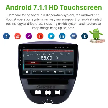Seicane 10.1 palcový Android 8.1 Auto GPS Navigace Rádio pro Peugeot 107 2005-podpora TPMS DVR Carplay Zpětná kamera DAB+